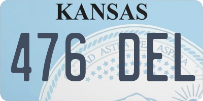 KS license plate 476DEL