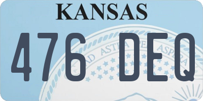 KS license plate 476DEQ