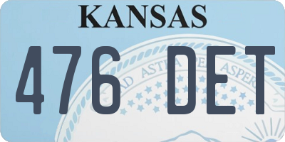 KS license plate 476DET