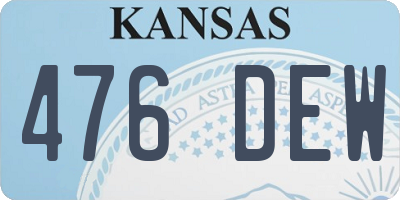 KS license plate 476DEW