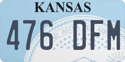 KS license plate 476DFM