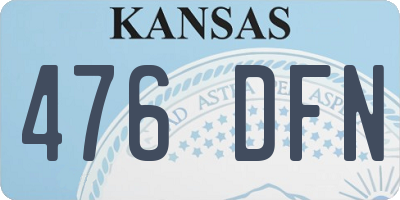 KS license plate 476DFN