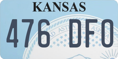KS license plate 476DFO