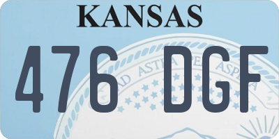 KS license plate 476DGF