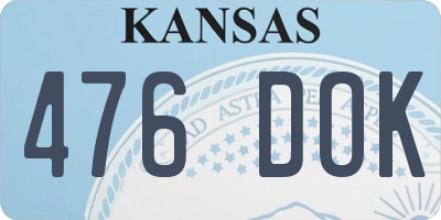 KS license plate 476DOK