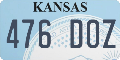 KS license plate 476DOZ