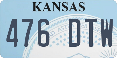 KS license plate 476DTW