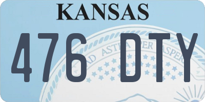 KS license plate 476DTY