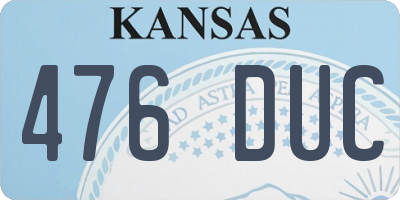 KS license plate 476DUC