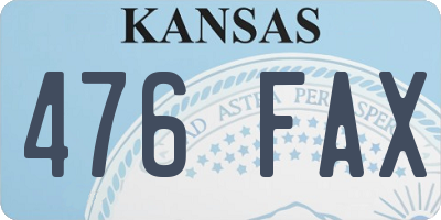 KS license plate 476FAX
