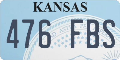 KS license plate 476FBS