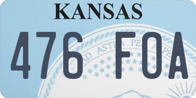 KS license plate 476FOA