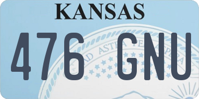 KS license plate 476GNU