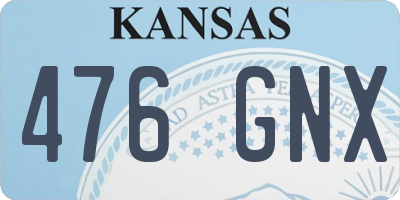 KS license plate 476GNX