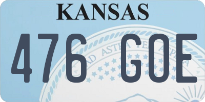 KS license plate 476GOE