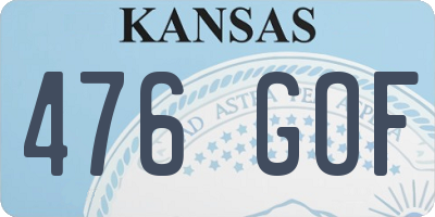 KS license plate 476GOF