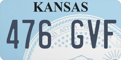 KS license plate 476GVF