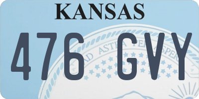 KS license plate 476GVY