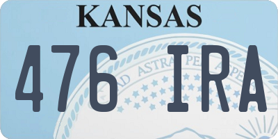KS license plate 476IRA