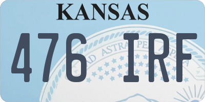 KS license plate 476IRF