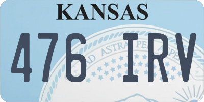 KS license plate 476IRV
