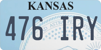KS license plate 476IRY