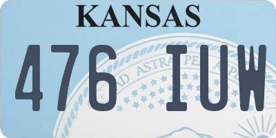 KS license plate 476IUW