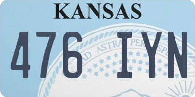 KS license plate 476IYN