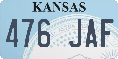 KS license plate 476JAF