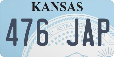KS license plate 476JAP