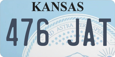 KS license plate 476JAT
