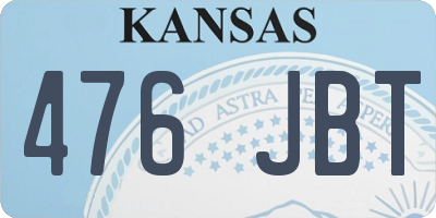 KS license plate 476JBT