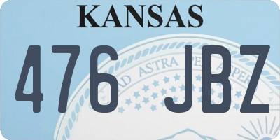 KS license plate 476JBZ