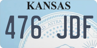 KS license plate 476JDF