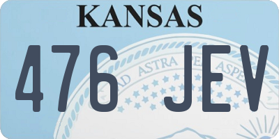 KS license plate 476JEV