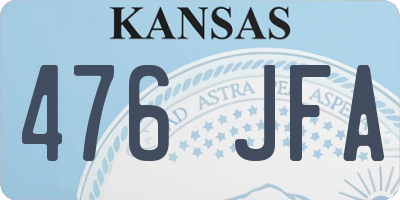 KS license plate 476JFA