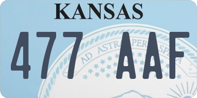 KS license plate 477AAF