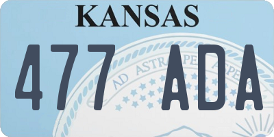 KS license plate 477ADA
