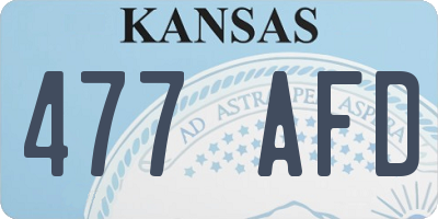 KS license plate 477AFD