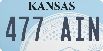 KS license plate 477AIN