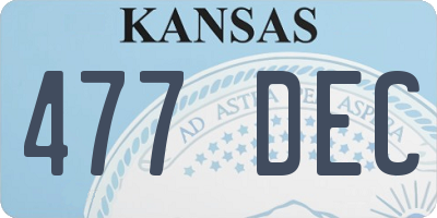 KS license plate 477DEC