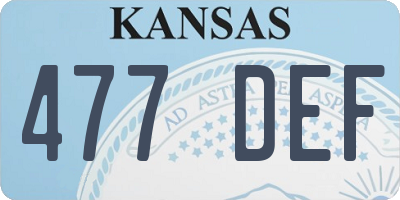 KS license plate 477DEF