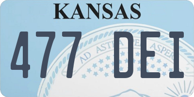 KS license plate 477DEI