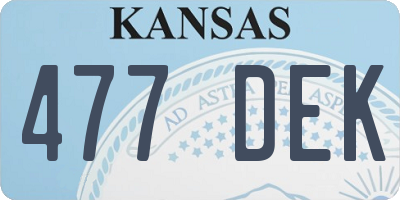 KS license plate 477DEK