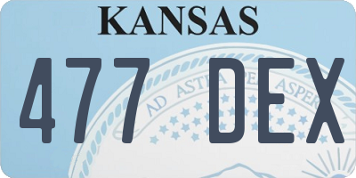 KS license plate 477DEX