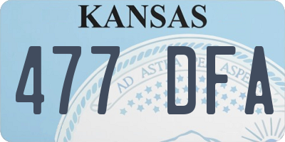KS license plate 477DFA
