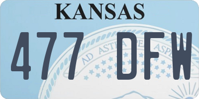 KS license plate 477DFW