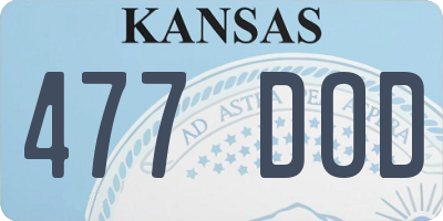 KS license plate 477DOD