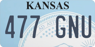 KS license plate 477GNU