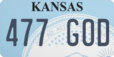 KS license plate 477GOD